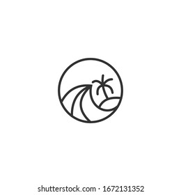 Summer beach wave ocean logo design vector