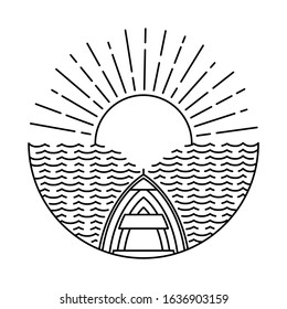 Summer Beach Wave Sea Holiday Line Graphic Illustration Vector Art T-shirt Design