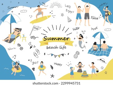 Summer beach-goers enjoying the sea