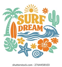 Summer Beachlife Surf Vector Illustration Clipart