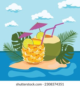 summer beachside vector illustration design