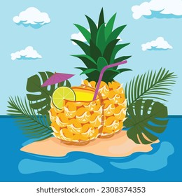 diseño de ilustraciones vectoriales en la playa de verano