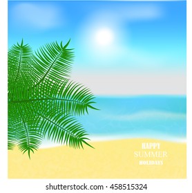 Summer beach,sun,sea,palm trees