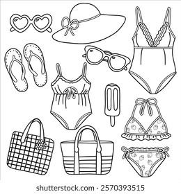 Summer Beachwear Essentials Coloring Page
