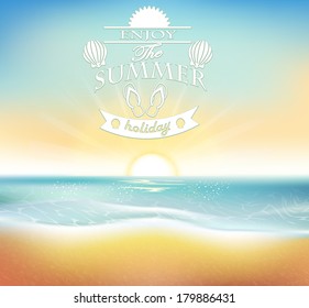 Summer beah vector background in retro style.