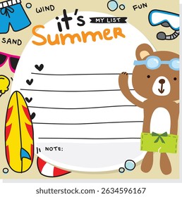 summer bear template wish list doodle