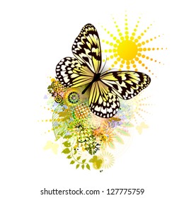 Summer beautiful abstraction with butterflies. vector