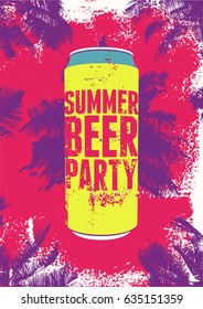 Summer Beer Party typography vintage grunge poster. Retro vector illustration.