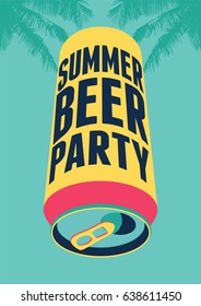 Summer Beer Party Typography Vintage Poster. Retro Vector Illustration.