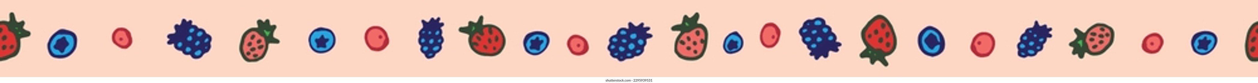 A summer berries seamless vector horizantal stripe