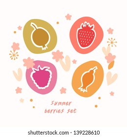 Summer berries set. Food icons doodle collection