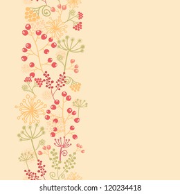Summer berries vertical seamless pattern background border