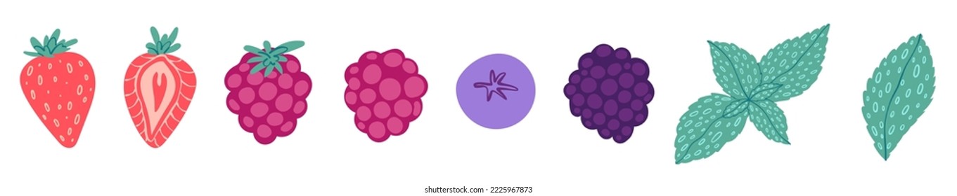 Summer berry set vector illustration