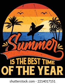 SUMMER IS THE BEST TIME OF THE YEAR t-shirt design vector for print. Vector Graphics for apparel t-shirt