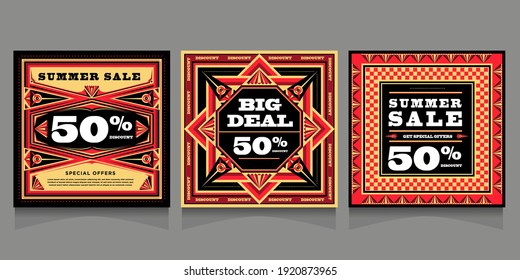 Summer Big Sale 50% discount banner and poster design template for social media with propaganda design style