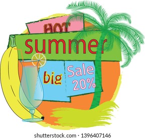 Summer big sale banner vector illustration.