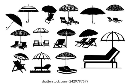 Summer Big Umbrella Silhouette, Modern Calligraphy, Vector Illustration With Hand Drawn Lettering, Posters, Banner, Templates, And Flyer.