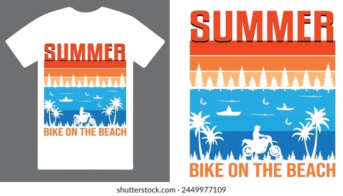 Summer Bike on the beach a creative T shirt design vector ..