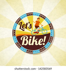 Summer bike riding retro background. Vector.