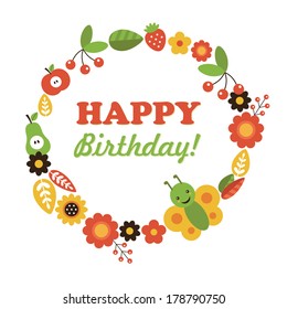 summer birthday card. vector illustration