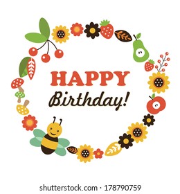 summer birthday card. vector illustration