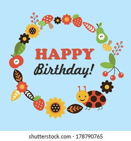 summer birthday card. vector illustration