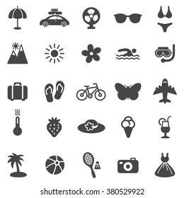 Summer black icons set.Vector