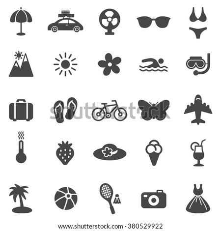 Summer black icons set.Vector