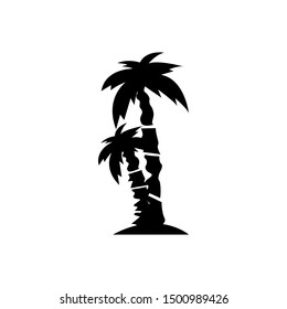 Summer Black palm tree silhouette icon isolated for object or background on white background. Tropical Art logo graphic design. Vector illustration EPS10.