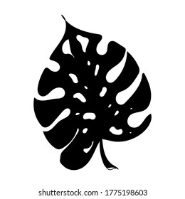 Summer black silhouette of tropical leaves palm and tree element isolated on white background. Jungle exotic leaf. Vector illustration design for cards, web, natural product ets.