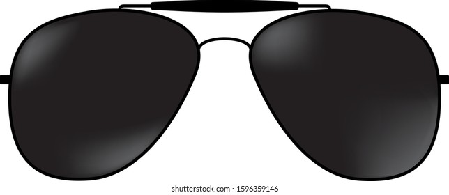 Summer black sunglasses with dark glasses. Vector illustration.