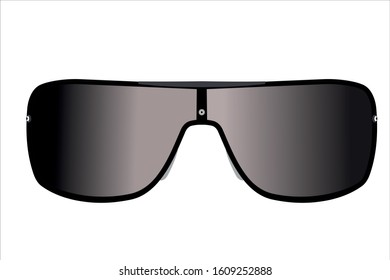 Summer black sunglasses with dark glasses. Vector illustration