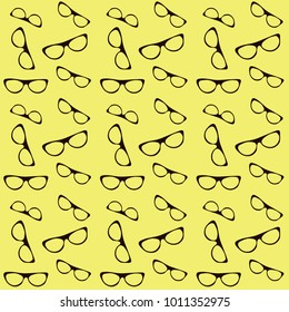 summer black sunglasses on yellow background vector pattern