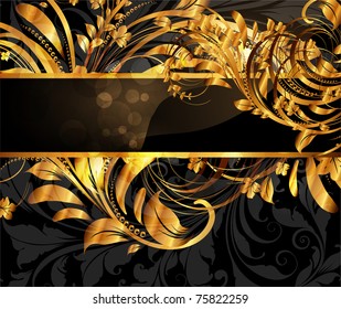 Sommerschwarze Vektorgoldkarte mit nahtlosem Ornament auf Hintergrund und Sonnenschein. eps10