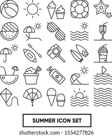 Summer With Black And White Icon Set
