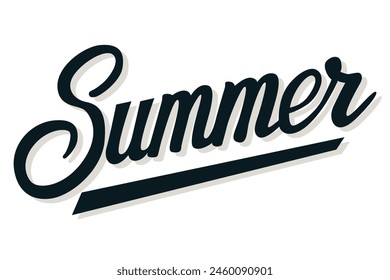 Summer black and white Summer lettering. Black calligraphic inscription on a white background. Vector illustration.
