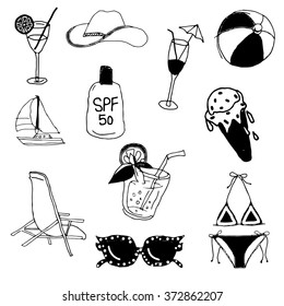 Summer black and white vector collection