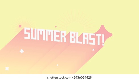 'Summer Blast' Bold White Typography with Peach Gradient Trails Template Illustration, Yellow Background 
