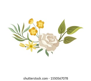 Summer Blooming White Rose Design Vector Collection