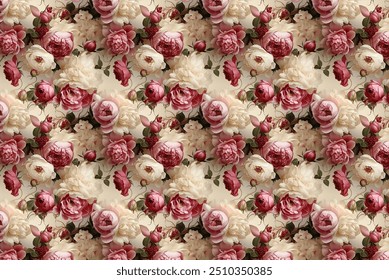 Summer blossoms form a seamless, attractive design. Floral basic diagonal seamless backdrop suitable for textile or book covers, manufacturing, wallpapers, printing, gift wrapping, and scrapbooking. T