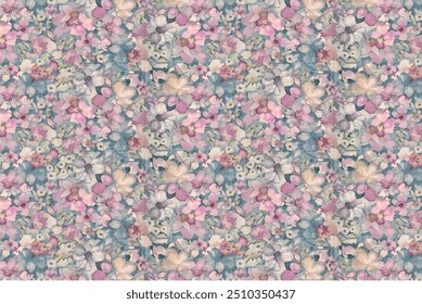 As flores de verão formam um design perfeito e atraente. Fundo floral diagonal sem costura básico adequado para capas têxteis ou de livros, fabricação, papéis de parede, impressão, embrulho para presentes e scrapbooking. T