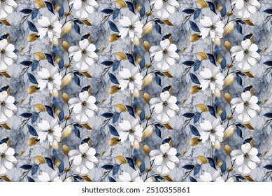 Summer blossoms form a seamless, attractive design. Floral basic diagonal seamless backdrop suitable for textile or book covers, manufacturing, wallpapers, printing, gift wrapping, and scrapbooking. T