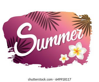 Summer With Blot Gradient Mesh, Vector Illustration
