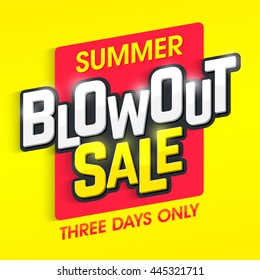 Summer Blowout Sale banner. Special offer, three days only big sale.