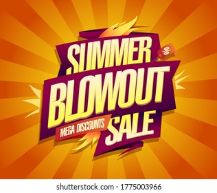 Summer blowout sale, mega discounts - vector advertising banner design