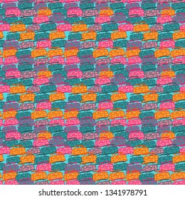 Summer blue background with buses. Summer buses. Coffee machine. Summer ​​background. Sticker of summer elements. 
Seamless pattern with multi-colored buses. Seamless buses background