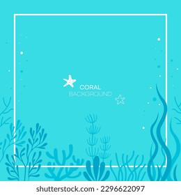 summer, blue coral background frame