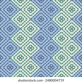 summer blue and green geometric prints. Set of 4 colour seamless patterns for web, textile and wallpapers..,