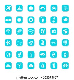 Summer blue icons on a white background