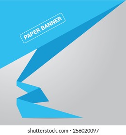 summer blue origami paper speech bubble or web banner .vector illustration
